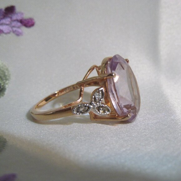 QJ India Quintessence Jewelry Gold Plated 925 Silver Light Amethyst Ring Size 10 - Picture 5 of 16